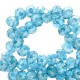Faceted glass beads 8x6mm disc Lagoon blue-pearl shine coating